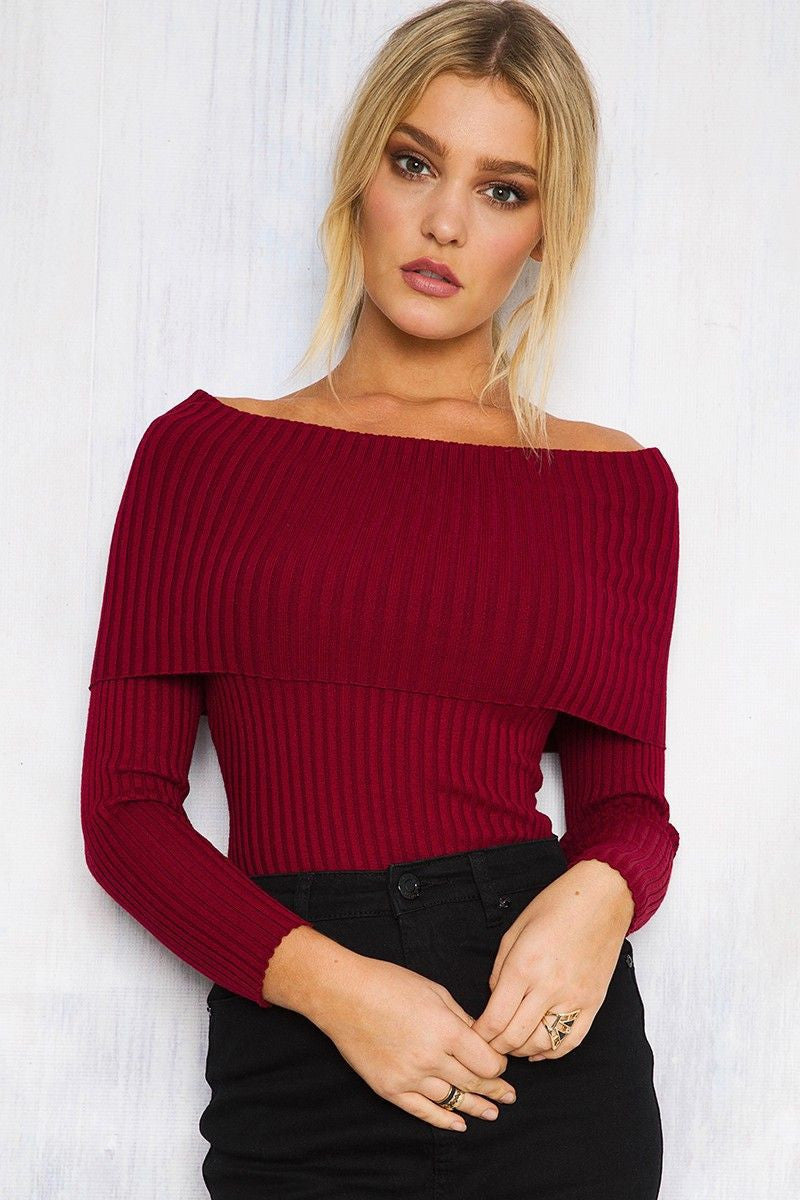 Off The Shoulder Pullover Sweater Crop Top - CelebritystyleFashion.com.au online clothing shop australia