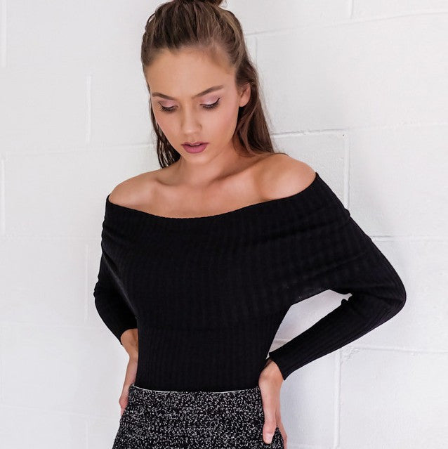 Off The Shoulder Pullover Sweater Crop Top - CelebritystyleFashion.com.au online clothing shop australia
