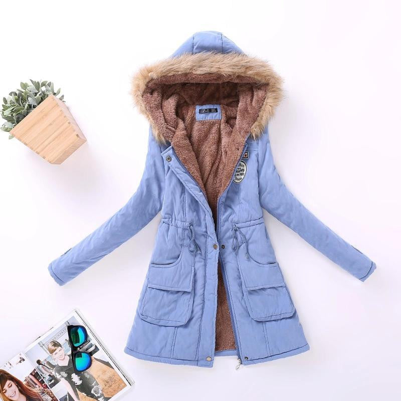 Autumn Winter Women Jacket Cotton Padded Casual Slim Coat Emboridery Hooded Parkas Plus Size 3xl Wadded Overcoat-Dollar Bargains Online Shopping Australia