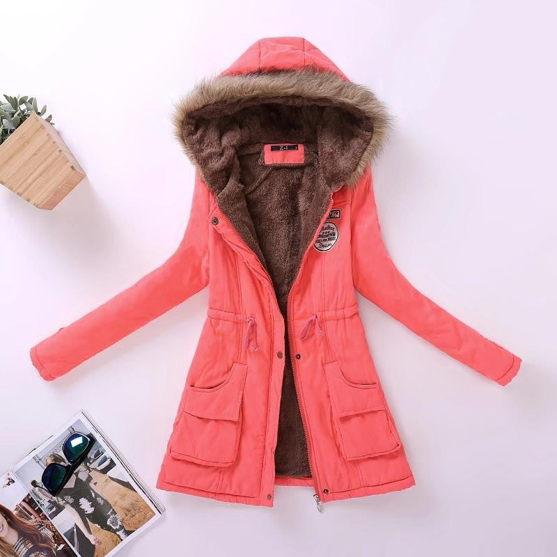 Autumn Winter Women Jacket Cotton Padded Casual Slim Coat Emboridery Hooded Parkas Plus Size 3xl Wadded Overcoat-Dollar Bargains Online Shopping Australia