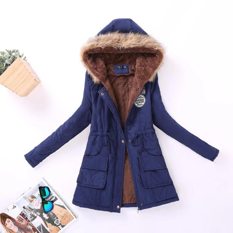 Autumn Winter Women Jacket Cotton Padded Casual Slim Coat Emboridery Hooded Parkas Plus Size 3xl Wadded Overcoat-Dollar Bargains Online Shopping Australia