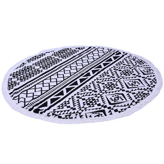 Microfiber Round Beach Towel 150cm Bath Towels Tassel Geometric Print Summer Women Sandy swimming Sunbath Baby Blanket covers up-Dollar Bargains Online Shopping Australia