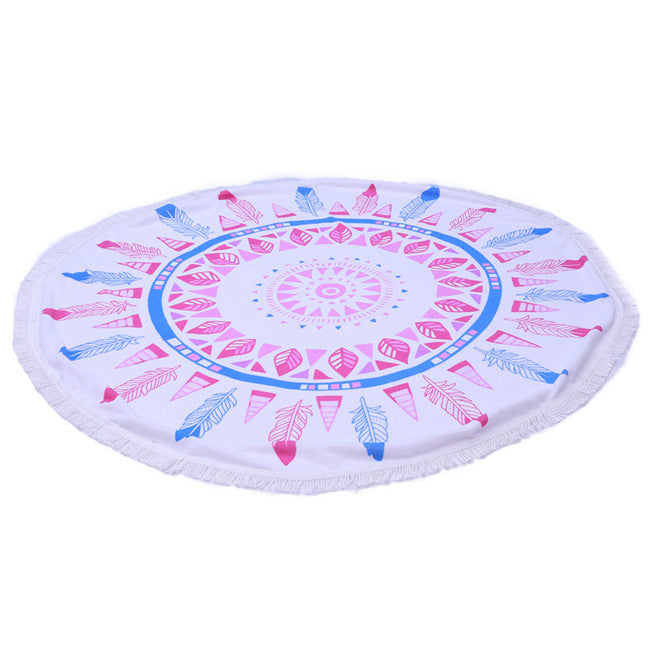 Microfiber Round Beach Towel 150cm Bath Towels Tassel Geometric Print Summer Women Sandy swimming Sunbath Baby Blanket covers up-Dollar Bargains Online Shopping Australia