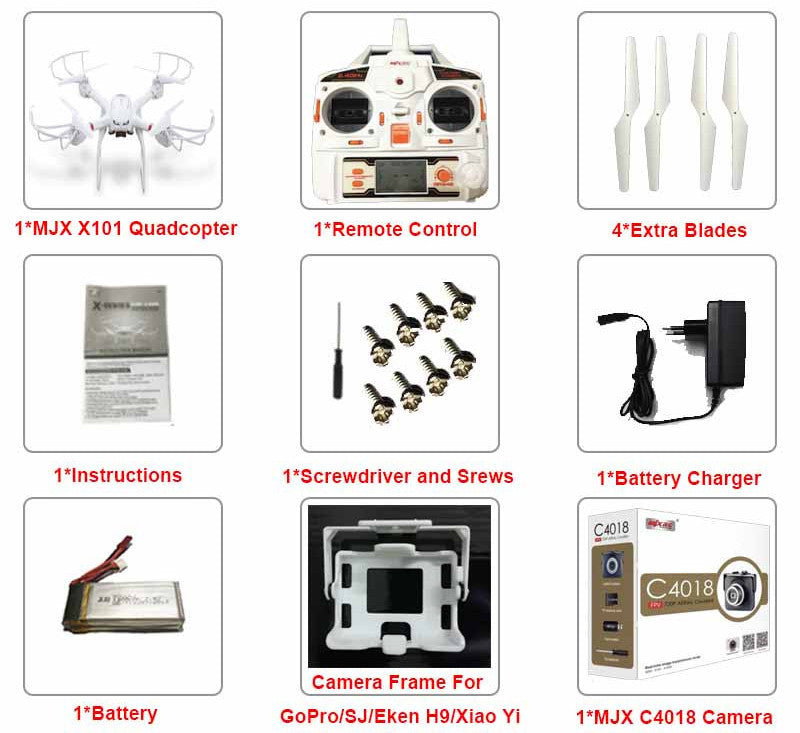 Profession Drones MJX X101 Quadcopter 2.4g 6-axis Rc Helicopter Drone with Gimble can Add C4010 FPV Wifi Camera Hd Vs X8c X8G-Dollar Bargains Online Shopping Australia