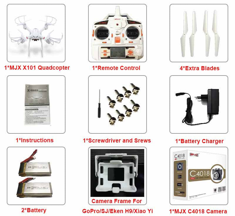 Profession Drones MJX X101 Quadcopter 2.4g 6-axis Rc Helicopter Drone with Gimble can Add C4010 FPV Wifi Camera Hd Vs X8c X8G-Dollar Bargains Online Shopping Australia