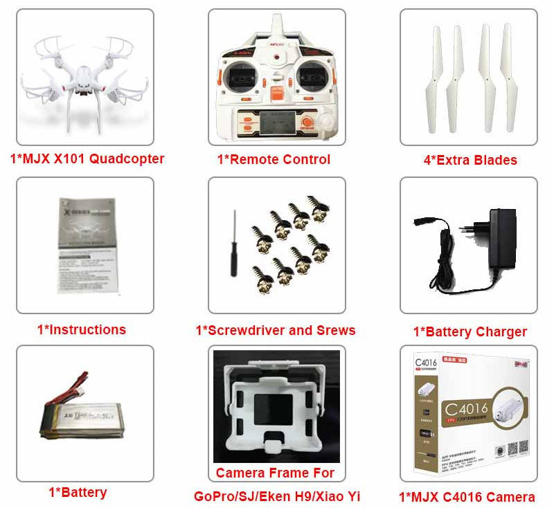 Profession Drones MJX X101 Quadcopter 2.4g 6-axis Rc Helicopter Drone with Gimble can Add C4010 FPV Wifi Camera Hd Vs X8c X8G-Dollar Bargains Online Shopping Australia