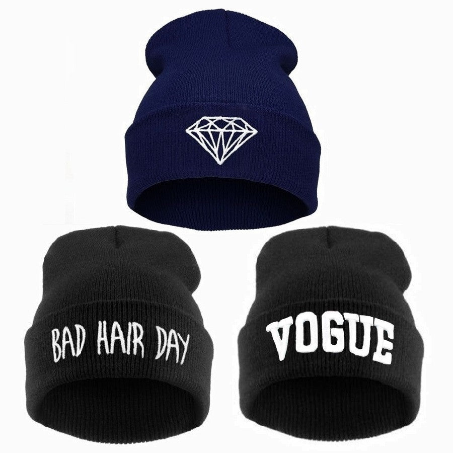 VOGUE Diamond bad hair day knit bonnet winter hat beanies for men women ski skullies-Dollar Bargains Online Shopping Australia