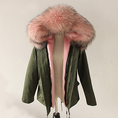 Women Winter Army Green Jacket Coats Thick Parkas Plus Size Real Fur Collar Hooded Outwear-Dollar Bargains Online Shopping Australia