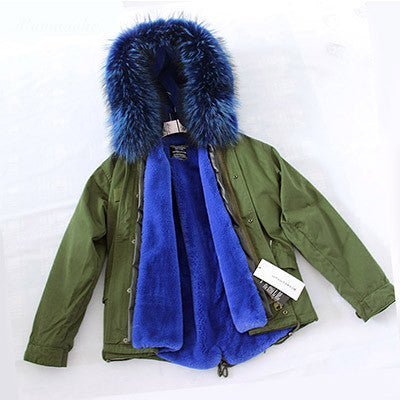 Women Winter Army Green Jacket Coats Thick Parkas Plus Size Real Fur Collar Hooded Outwear-Dollar Bargains Online Shopping Australia