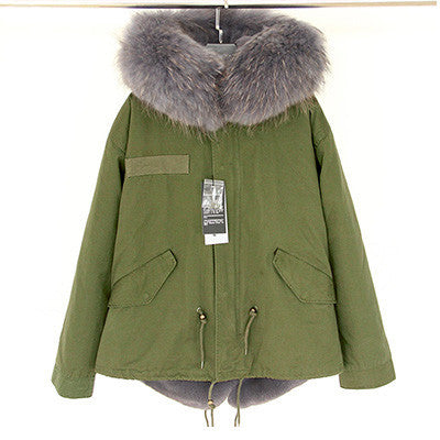 Women Winter Army Green Jacket Coats Thick Parkas Plus Size Real Fur Collar Hooded Outwear-Dollar Bargains Online Shopping Australia
