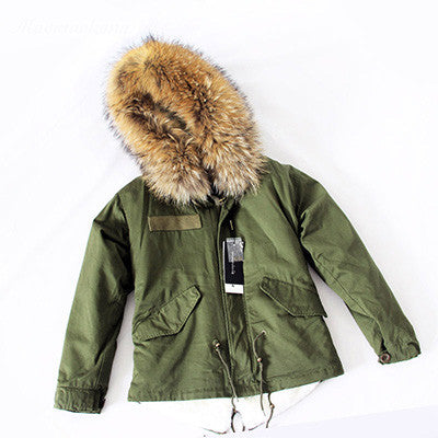 Women Winter Army Green Jacket Coats Thick Parkas Plus Size Real Fur Collar Hooded Outwear-Dollar Bargains Online Shopping Australia