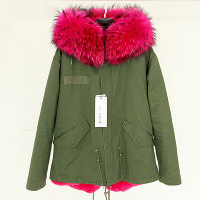 Women Winter Army Green Jacket Coats Thick Parkas Plus Size Real Fur Collar Hooded Outwear-Dollar Bargains Online Shopping Australia