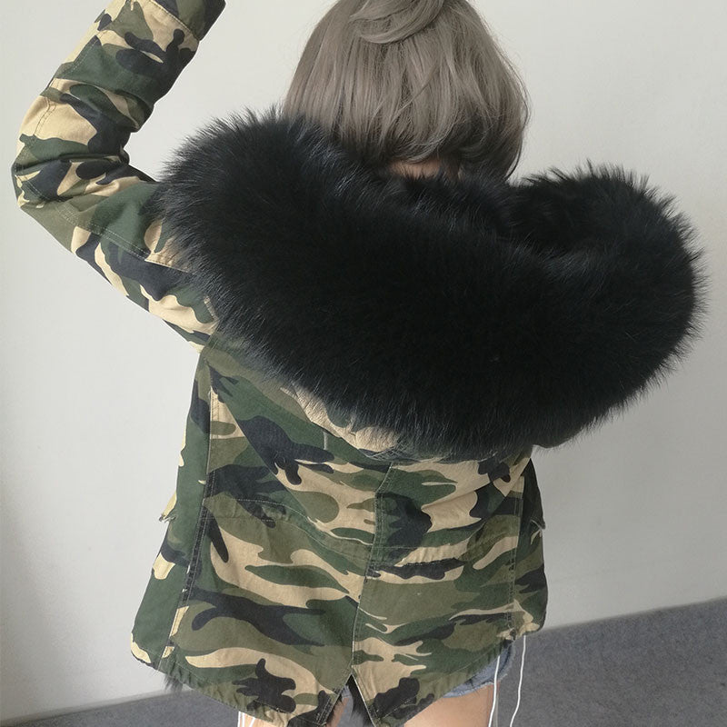 Women Winter Army Green Jacket Coats Thick Parkas Plus Size Real Fur Collar Hooded Outwear-Dollar Bargains Online Shopping Australia