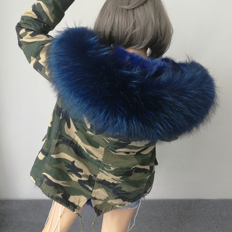 Women Winter Army Green Jacket Coats Thick Parkas Plus Size Real Fur Collar Hooded Outwear-Dollar Bargains Online Shopping Australia