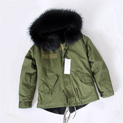 Women Winter Army Green Jacket Coats Thick Parkas Plus Size Real Fur Collar Hooded Outwear-Dollar Bargains Online Shopping Australia