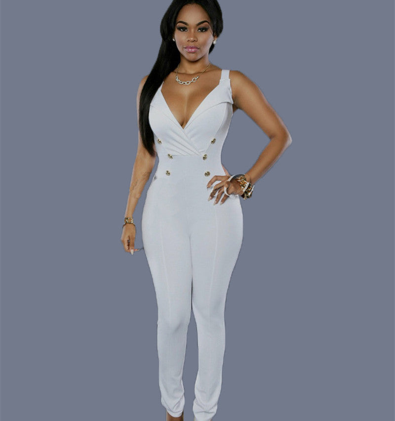 White Black Summer Style Rompers Womens Jumpsuit Sexy Back Zipper Sleeveless Choker Neck Bandage women Jumpsuits XD548-Dollar Bargains Online Shopping Australia