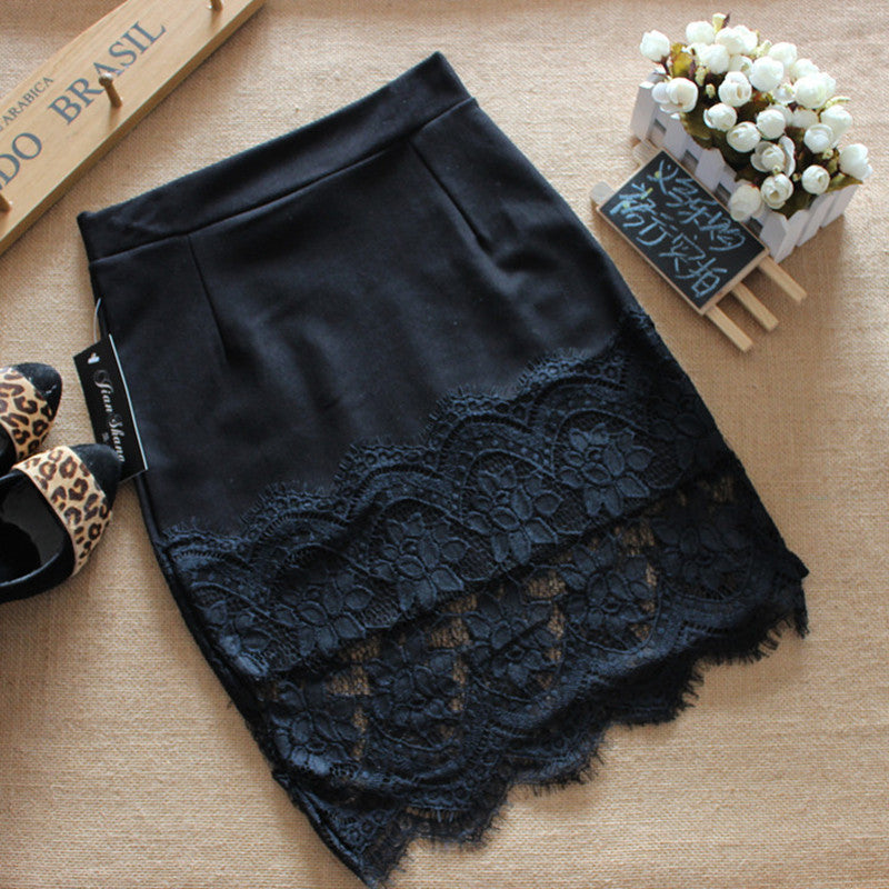 The spring and summer lace stitching step skirt slim package hip skirt solid body skirt occupation-Dollar Bargains Online Shopping Australia