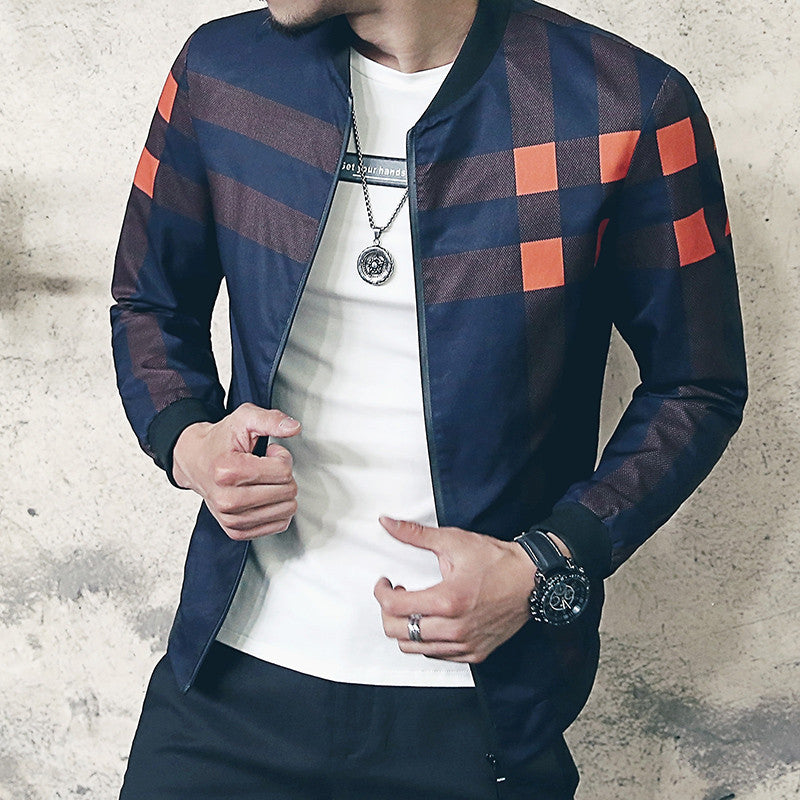 New Brand Baseball Collar Jacket Men Plaid Fashion Mens Bomber Jackets For Men Autumn Style Active Windbreaker Coat Male - CelebritystyleFashion.com.au online clothing shop australia