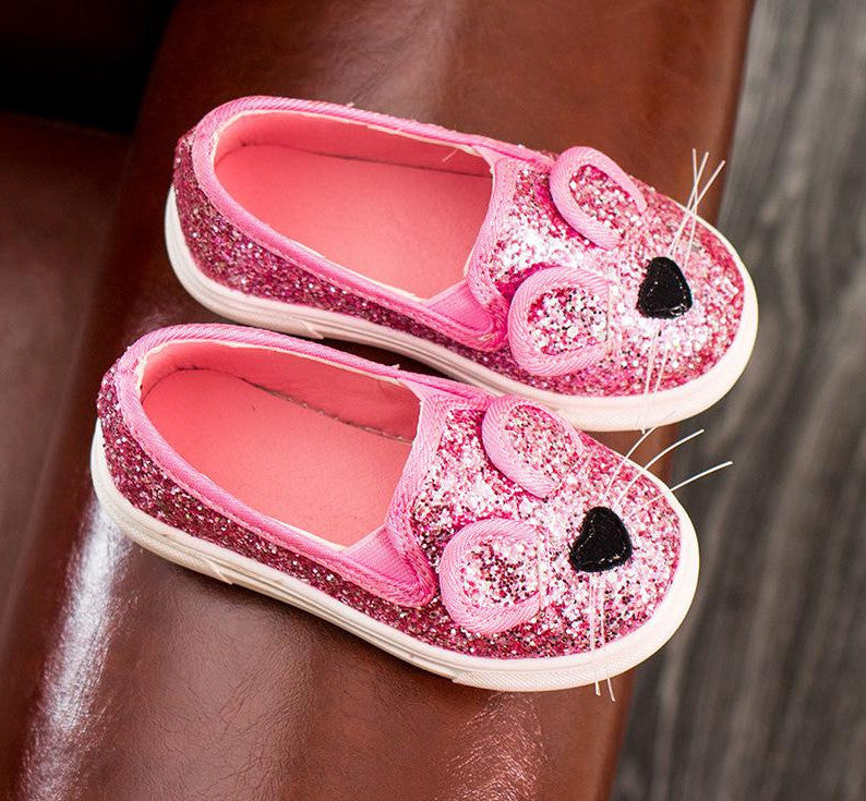 New arrive Fashion Baby Kids Sequins Cartoon Mouse Casual Shoes For Girls Chlidren Footwear size 21-30 Flats bling shoes - CelebritystyleFashion.com.au online clothing shop australia