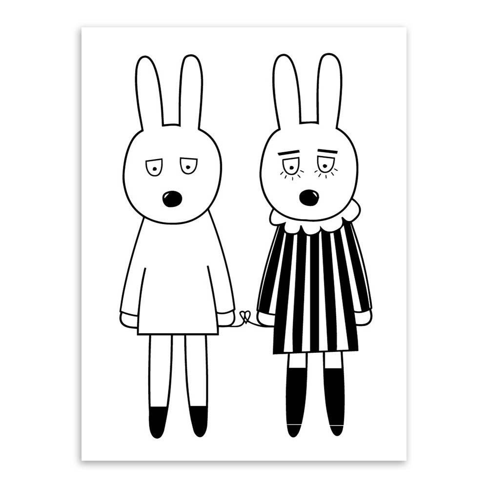 Modern Minimalist Nordic Black White Kawaii Animals A4 Large Art Prints Poster Kids Room Home Decor Wall Picture Canvas Painting Unframed-Dollar Bargains Online Shopping Australia