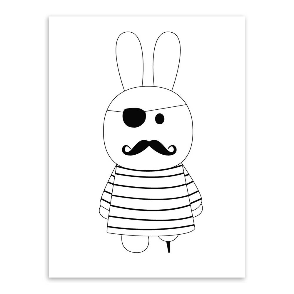 Modern Minimalist Nordic Black White Kawaii Animals A4 Large Art Prints Poster Kids Room Home Decor Wall Picture Canvas Painting Unframed-Dollar Bargains Online Shopping Australia