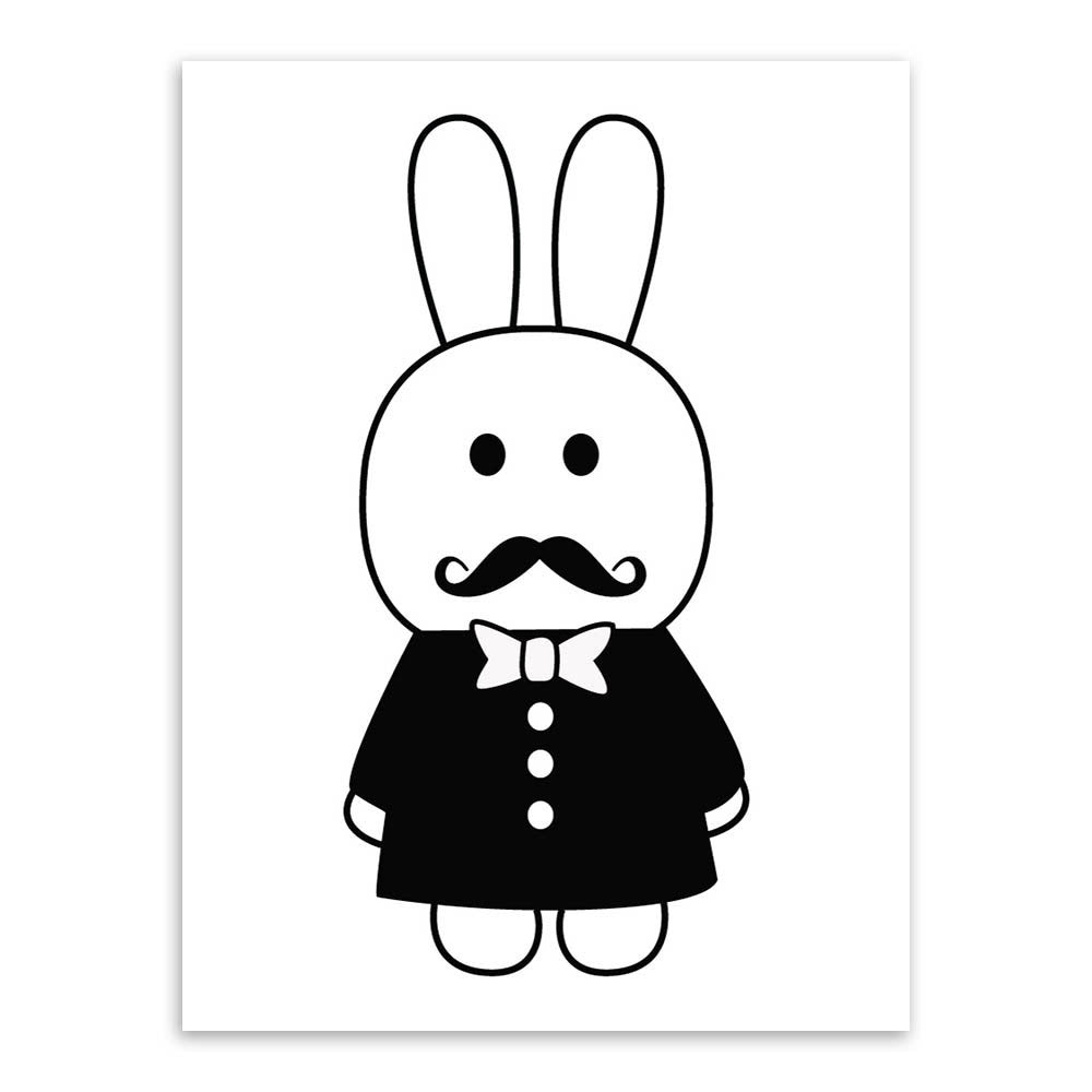Modern Minimalist Nordic Black White Kawaii Animals A4 Large Art Prints Poster Kids Room Home Decor Wall Picture Canvas Painting Unframed-Dollar Bargains Online Shopping Australia