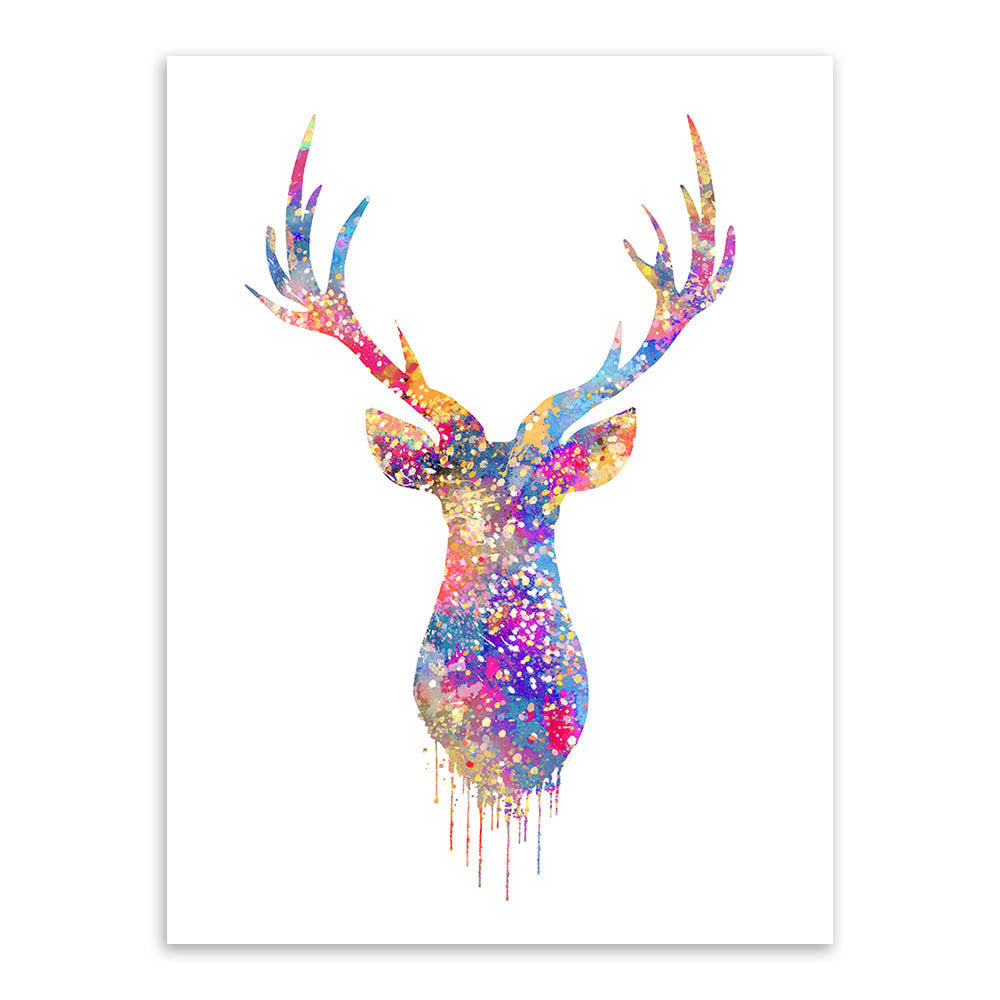 Triptych Watercolor Deer Head A4 Poster Print Abstract Animal Pictures Canvas Painting No Frames Living Room Home Decor Wall Art-Dollar Bargains Online Shopping Australia