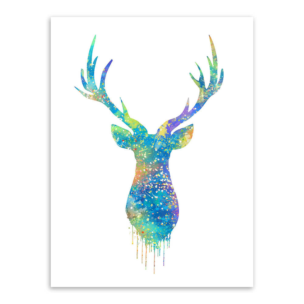 Triptych Watercolor Deer Head A4 Poster Print Abstract Animal Pictures Canvas Painting No Frames Living Room Home Decor Wall Art-Dollar Bargains Online Shopping Australia