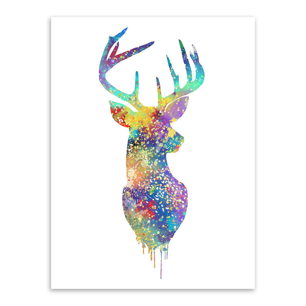 Triptych Watercolor Deer Head A4 Poster Print Abstract Animal Pictures Canvas Painting No Frames Living Room Home Decor Wall Art-Dollar Bargains Online Shopping Australia