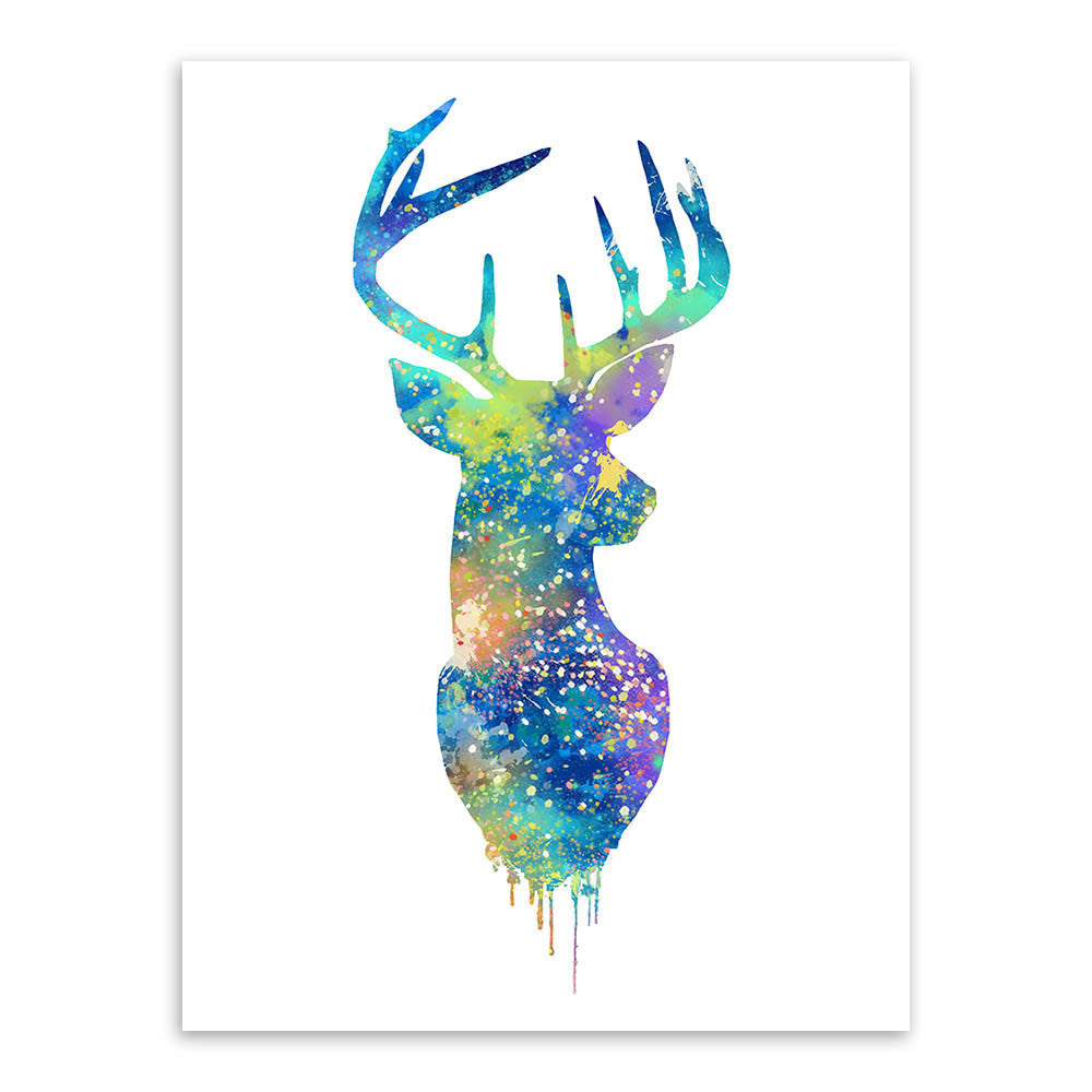 Triptych Watercolor Deer Head A4 Poster Print Abstract Animal Pictures Canvas Painting No Frames Living Room Home Decor Wall Art-Dollar Bargains Online Shopping Australia
