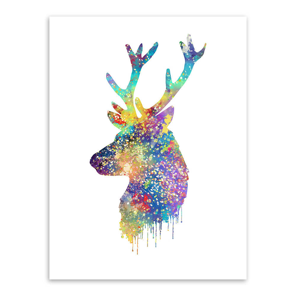 Triptych Watercolor Deer Head A4 Poster Print Abstract Animal Pictures Canvas Painting No Frames Living Room Home Decor Wall Art-Dollar Bargains Online Shopping Australia