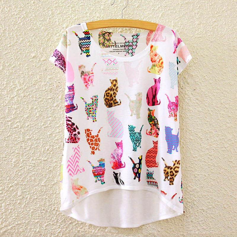 Cotton cropped t Shirt Women Short Sleeve t-shirts o-neck Causal loose Magic Unicorn T Shirt Summer top for women-Dollar Bargains Online Shopping Australia