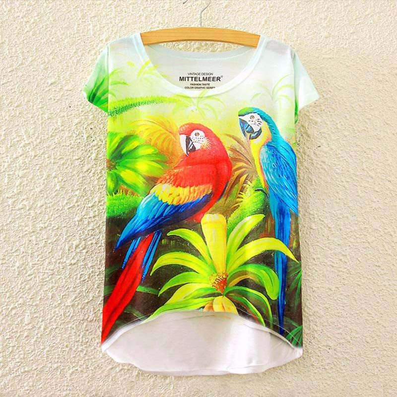 Cotton cropped t Shirt Women Short Sleeve t-shirts o-neck Causal loose Magic Unicorn T Shirt Summer top for women-Dollar Bargains Online Shopping Australia