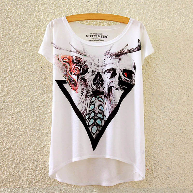 Cotton cropped t Shirt Women Short Sleeve t-shirts o-neck Causal loose Magic Unicorn T Shirt Summer top for women-Dollar Bargains Online Shopping Australia