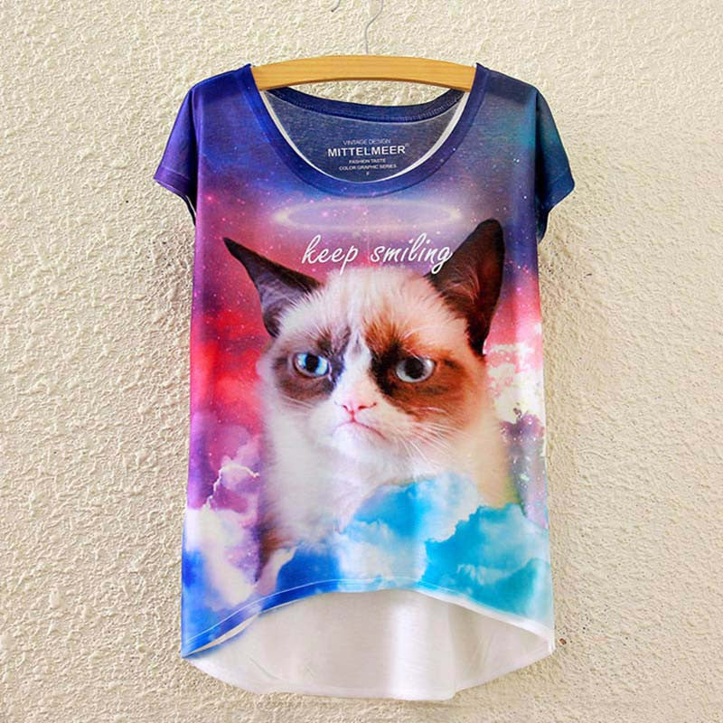 Cotton cropped t Shirt Women Short Sleeve t-shirts o-neck Causal loose Magic Unicorn T Shirt Summer top for women-Dollar Bargains Online Shopping Australia