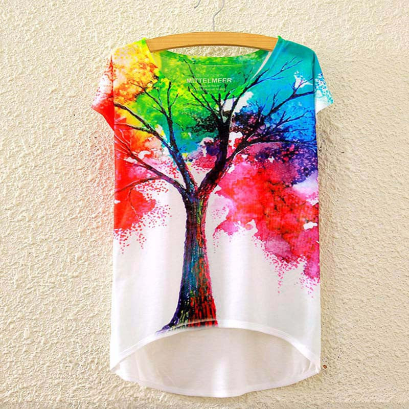 Cotton cropped t Shirt Women Short Sleeve t-shirts o-neck Causal loose Magic Unicorn T Shirt Summer top for women-Dollar Bargains Online Shopping Australia