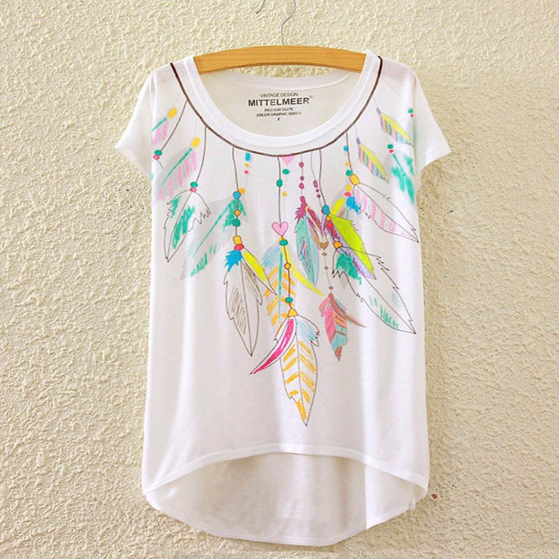 Cotton cropped t Shirt Women Short Sleeve t-shirts o-neck Causal loose Magic Unicorn T Shirt Summer top for women-Dollar Bargains Online Shopping Australia