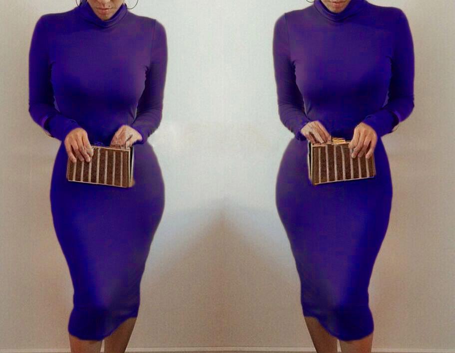 Long Sleeve Bandage Warm Party Dress -  - 9