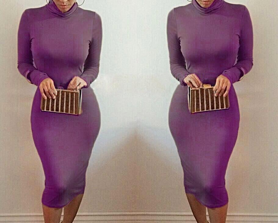 Long Sleeve Bandage Warm Party Dress -  - 6