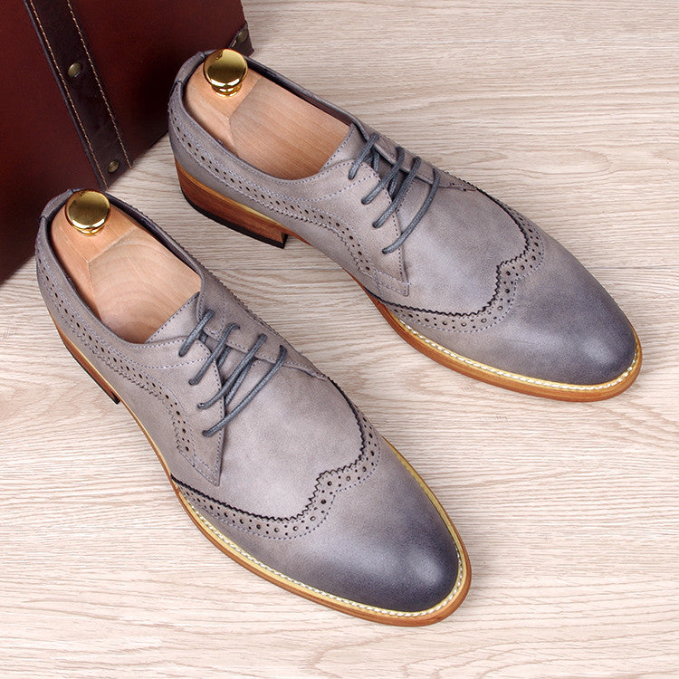 Fashion men's carved genuine leather brogue shoes man oxford bullock flats shoe vintage lace up casual business gentle dress - CelebritystyleFashion.com.au online clothing shop australia