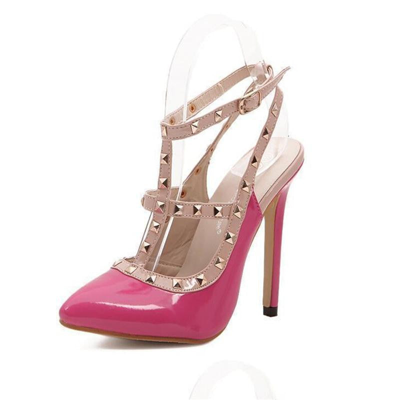 Women Pumps Ladies Sexy Pointed Toe High Heels Fashion Buckle Studded Stiletto High Heel Sandals Shoes - CelebritystyleFashion.com.au online clothing shop australia