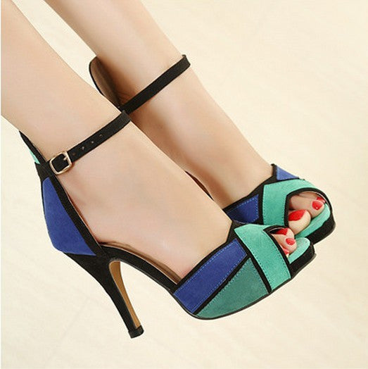 Fashion Womens Shoes Peep-toe Pumps Sexy Super High Heels Vogue Ankle Strap Shoes ORANGE BLUE 0-Dollar Bargains Online Shopping Australia
