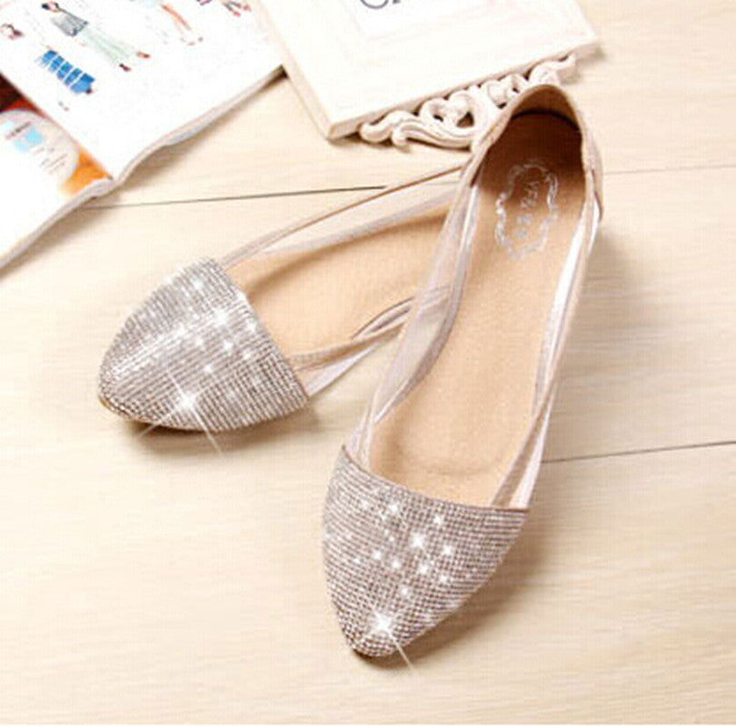 Flats shoes women Plus Size 35-41 Fashion Flats for Women Pointed Toe Soft Flat Heel Shoes Rhinestone flats-Dollar Bargains Online Shopping Australia