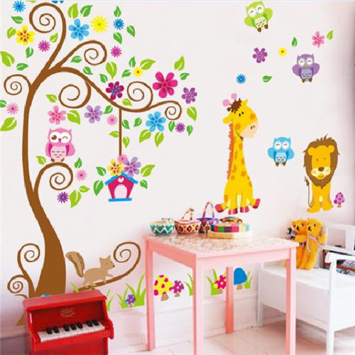 Animal giraffe owl tree wall decals home decoration wallpaper living room sofa vinyl wall stickers for kids rooms home decor-Dollar Bargains Online Shopping Australia