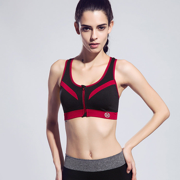 Women Zipper Sports Bra Push Up Shockproof Top Underwear with Inner Pad Running Gym Fitness Jogging Yoga shirt-Dollar Bargains Online Shopping Australia