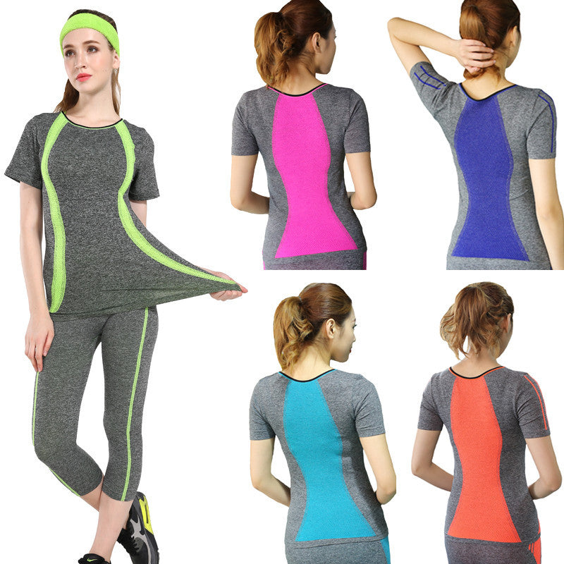 Style Yoga Gym Compression Tights Women's Sport T-shirts Dry Quick Running Short Sleeve Fitness Women Clothes Tees tops-Dollar Bargains Online Shopping Australia