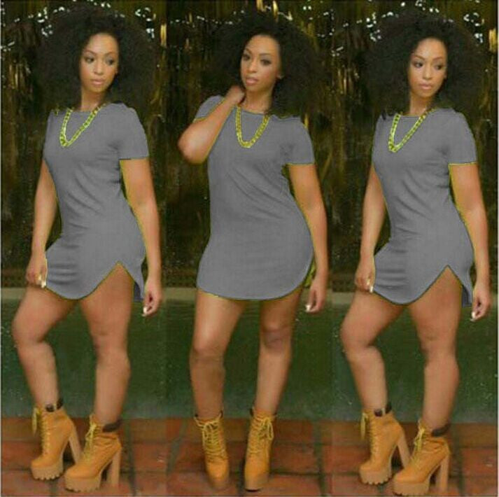 Short Sleeve Casual Tee T Shirt Mini Party Dress -  - 15