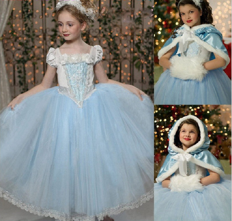 Girl Dress Winter Girls Clothes Cinderella Princess Dress Christmas Costume Girls Vestidos Ball Gown With Cloak Girls - CelebritystyleFashion.com.au online clothing shop australia