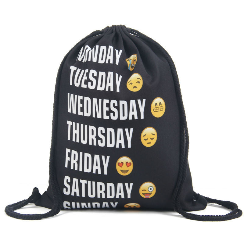 Women Emoji Backpack 3D printing travel softback women mochila drawstring bag mens backpacks-Dollar Bargains Online Shopping Australia