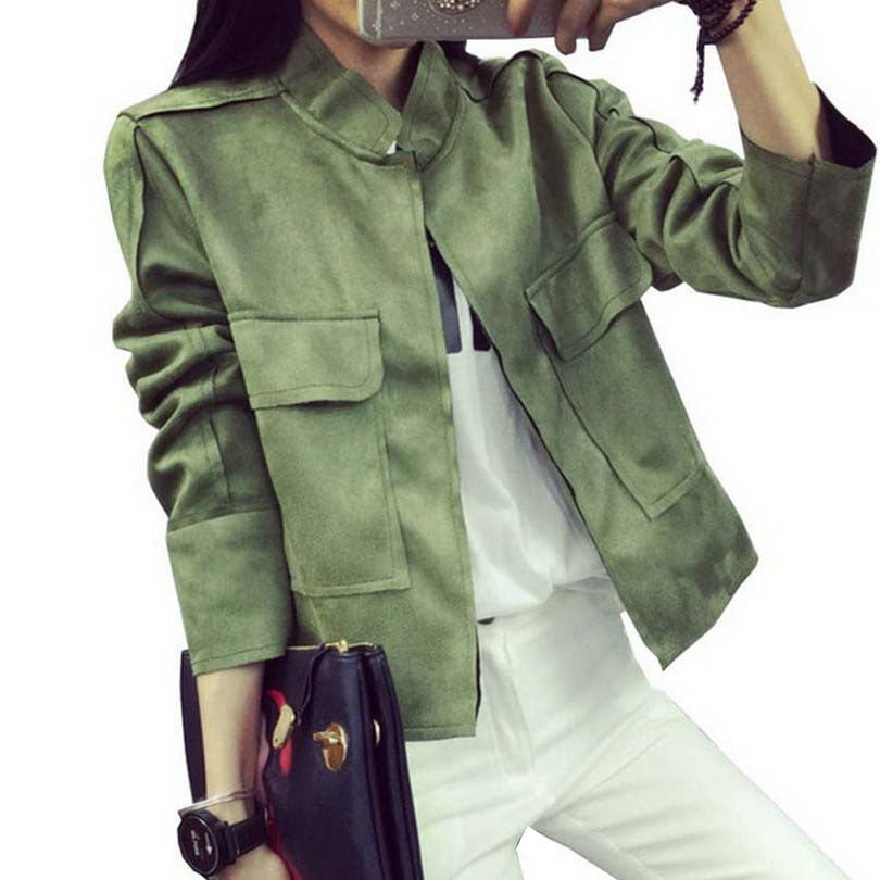 Retro Suede Casual Jacket Women All-Match Military Green Cardigan Coat 6 Colors - CelebritystyleFashion.com.au online clothing shop australia